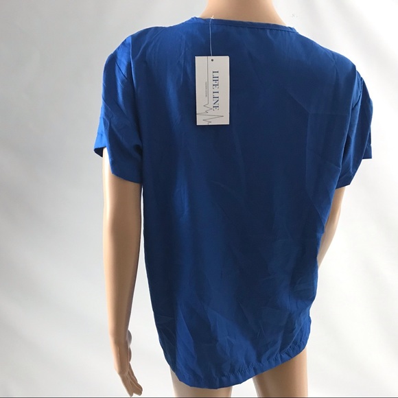 New Women Scrub Top Size S Royal Blue - Picture 2 of 3